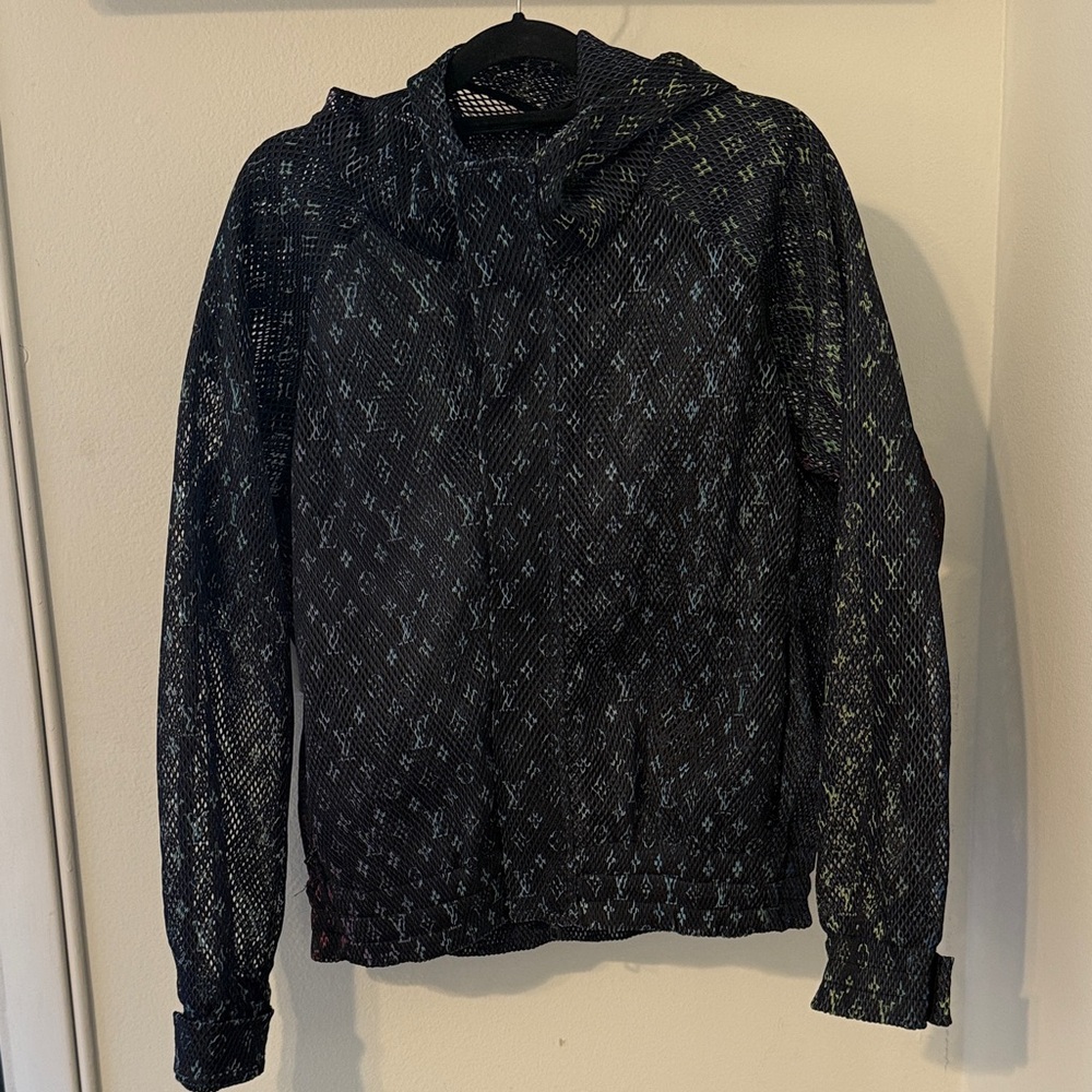 Louis Vuitton Black Mesh Jacket with Colorful Pattern